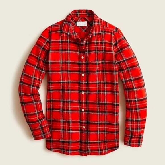 J. Crew Classic-fit Flannel Button Down in Good Tidings Plaid Size 6 - Picture 2 of 10